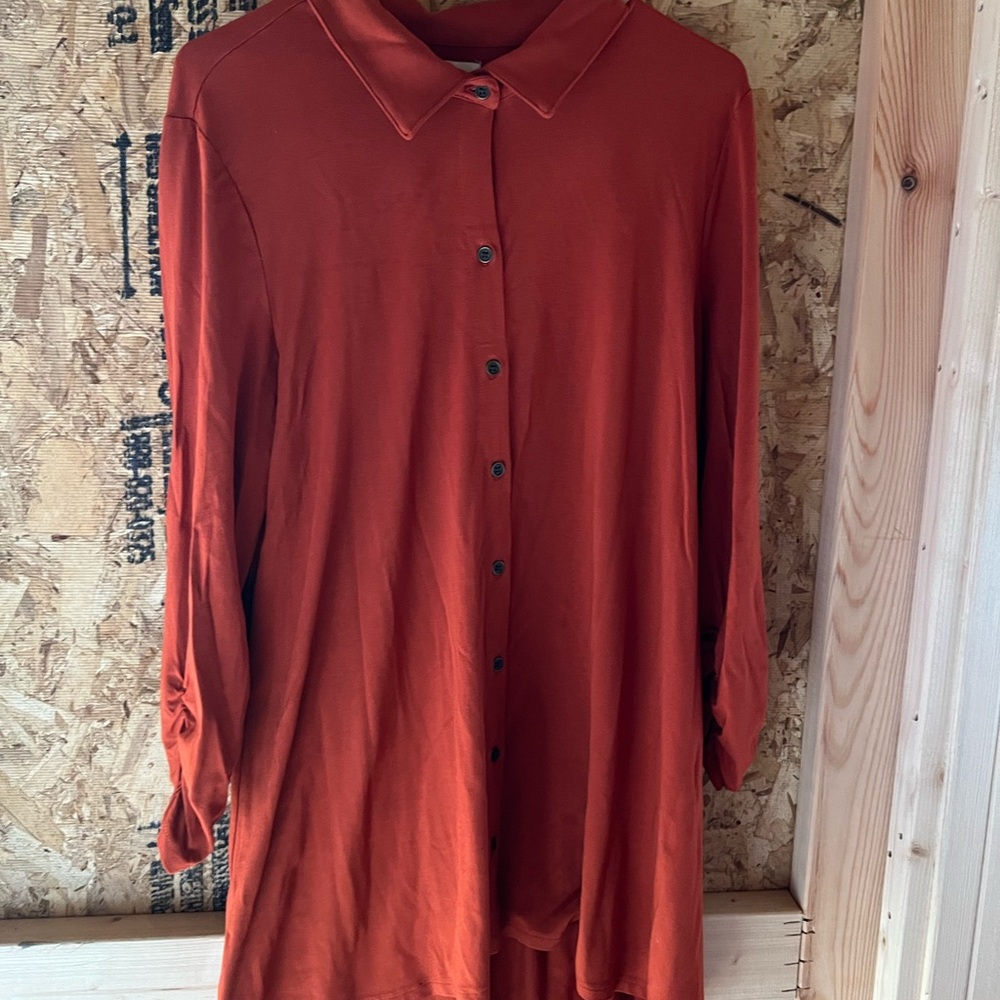Rust Orange Button-Up Shirt